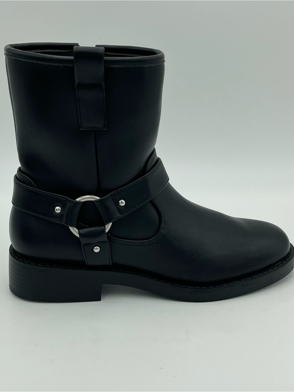 Dolce Vita Women SZ 8 Moto Biker Pondo Faux Leather Black Mid Calf Boots